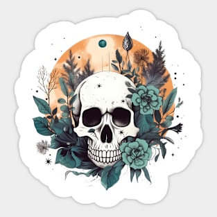 vintage skull in the garden Sticker